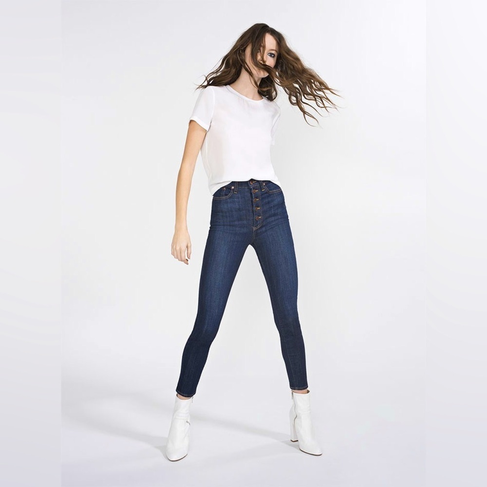 AO.LA ALICE & OLIVIA Good High Rise Exposed Button Jeans Dream On 32